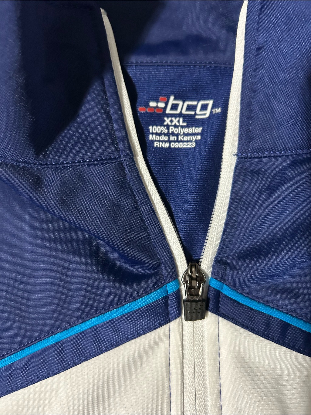 Bcg Men’s Track Jacket Xxl Navy Blue Full Zip Athletic Nwt — image 2 of 3